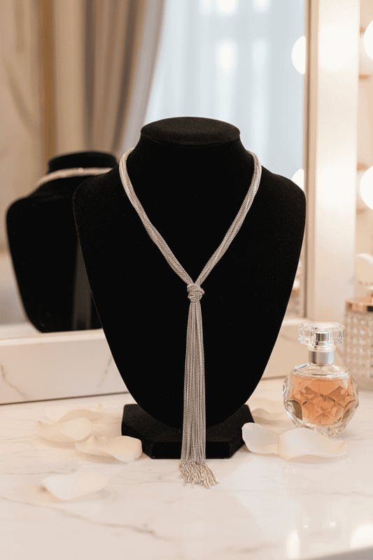 Tassel kvast halskæde - guldfarvet vintage design med box chain