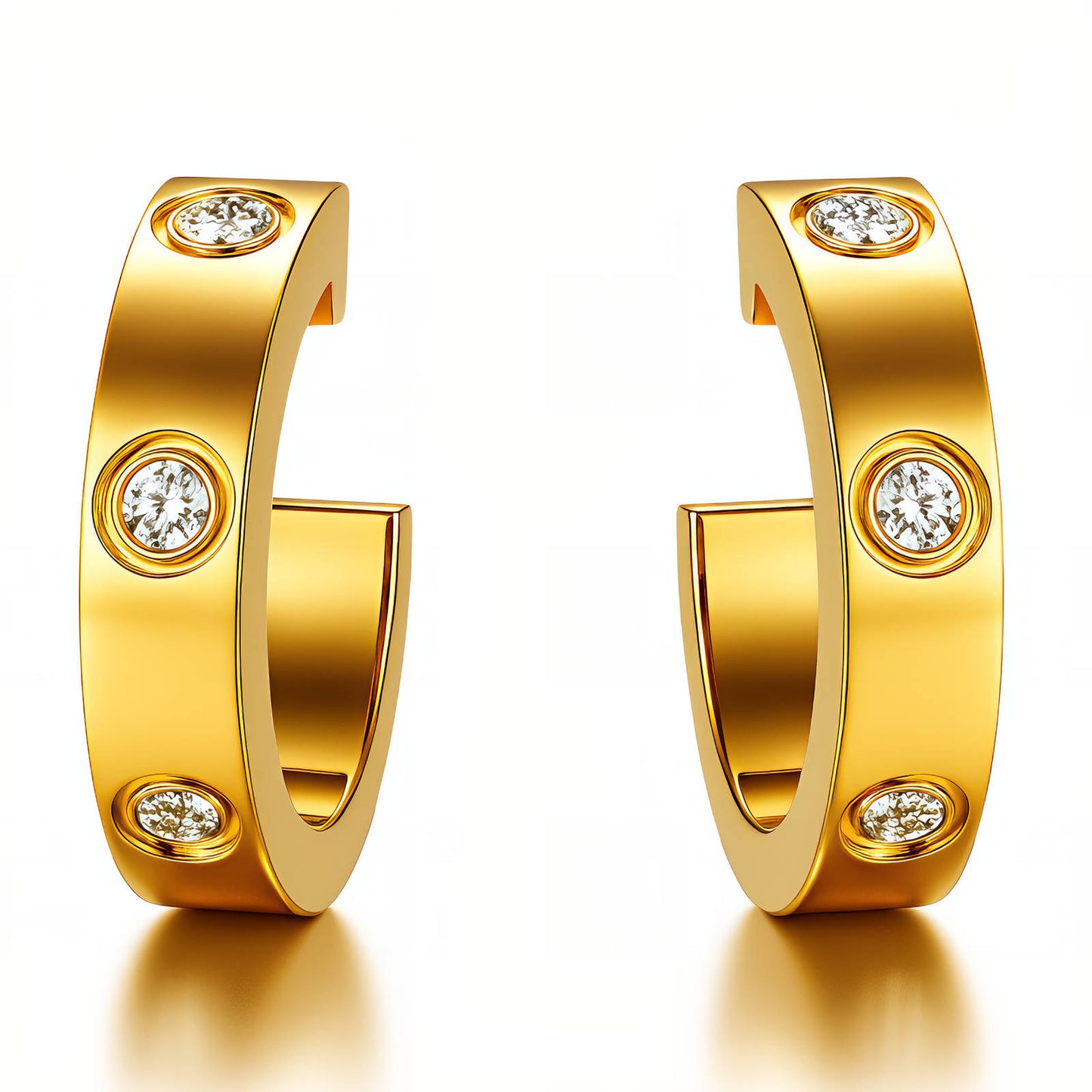 Guldbelagte bar øreringe med cubic zirconia sten i 18K guld