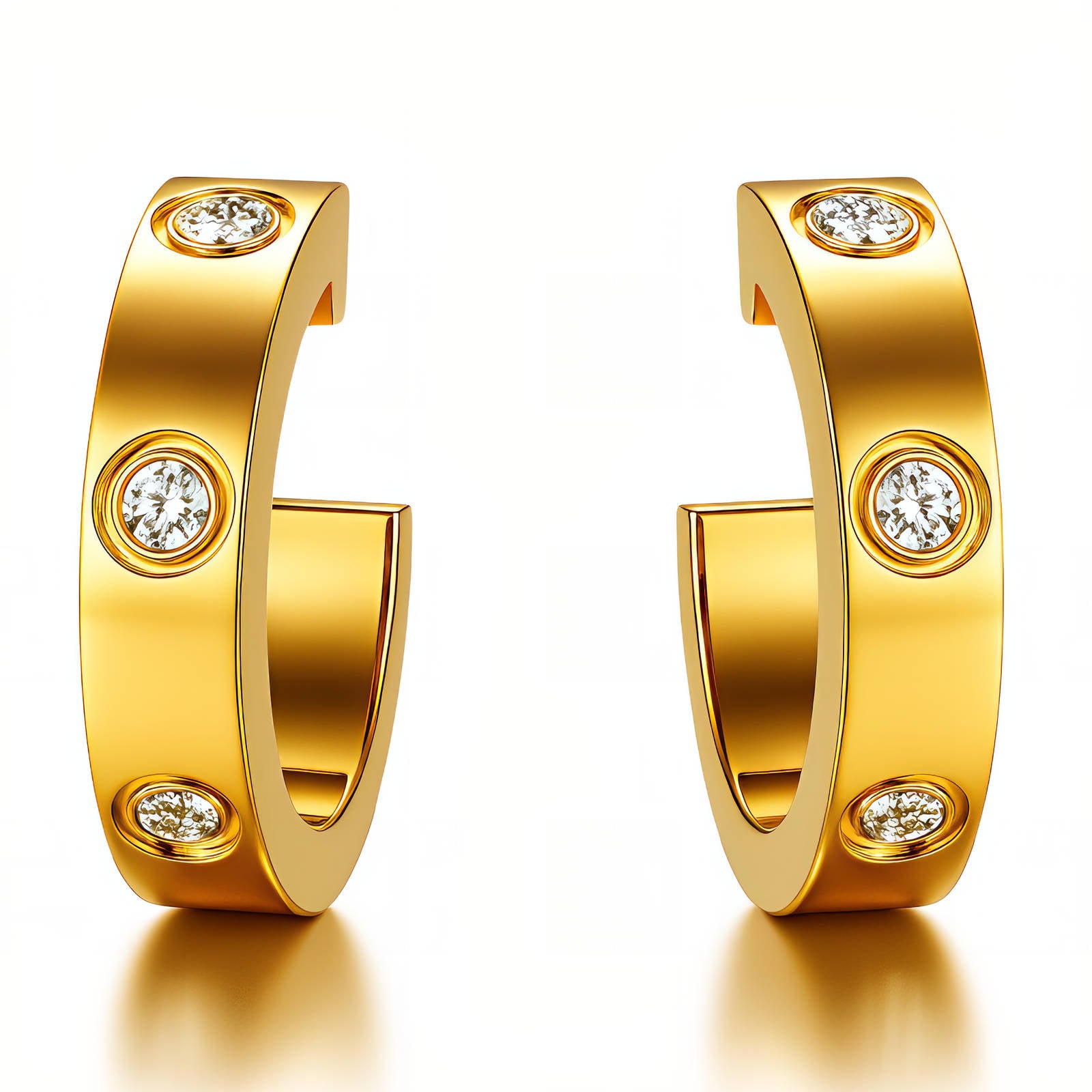 Guldbelagte bar øreringe med cubic zirconia sten i 18K guld