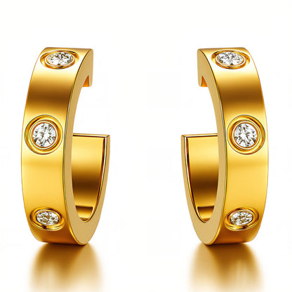 Guldbelagte bar øreringe med cubic zirconia sten i 18K guld
