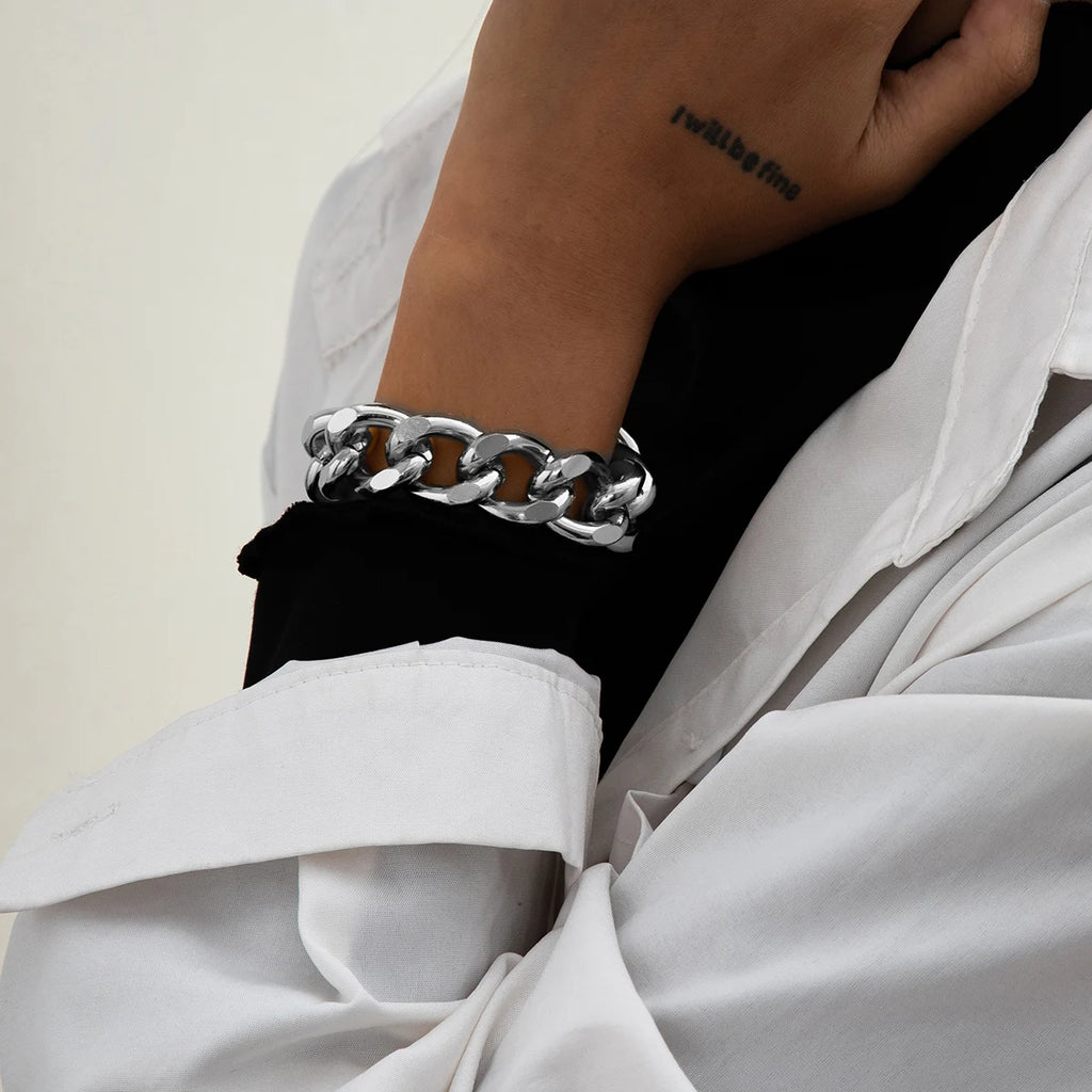 Punk Miami Cuban Armbånd - Retro Hip Hop Guld Aluminium
