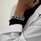 Punk Miami Cuban Armbånd - Retro Hip Hop Guld Aluminium