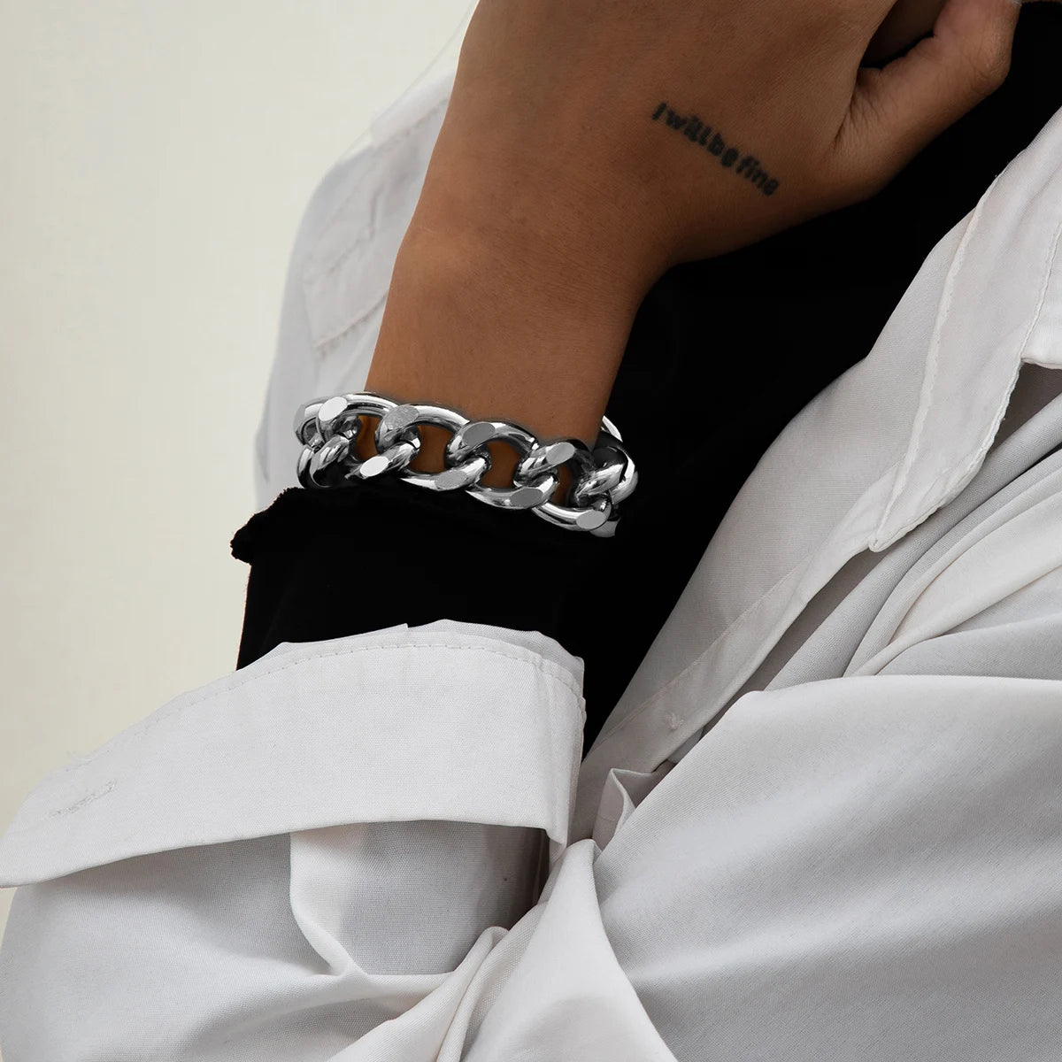 Punk Miami Cuban Armbånd - Retro Hip Hop Guld Aluminium