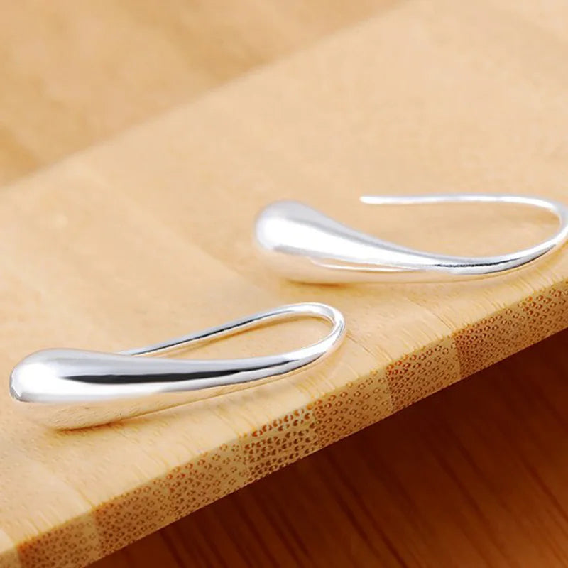 925 Sterling Sølv Creol Øreringe - Vanddråbe Pendant til Kvinder