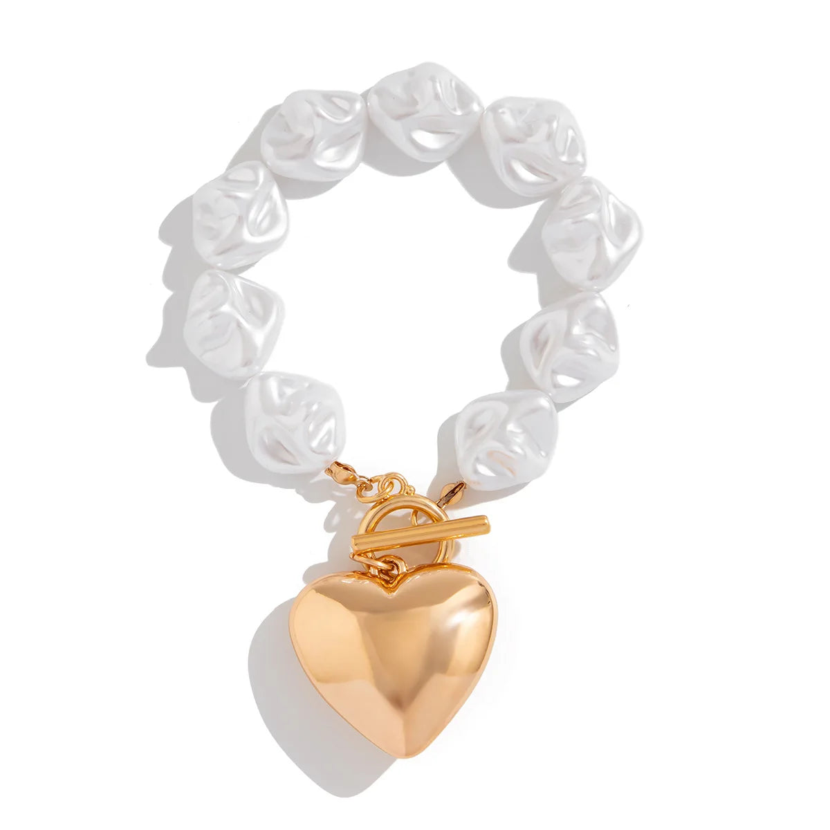 Retro Overdrevet Hjerte Halskæde - Kort Perle Bryllup Smykke