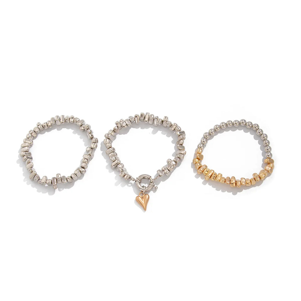 Retro Hjerte Halskæde - Flerlagsperler i Uregelmæssig Stil