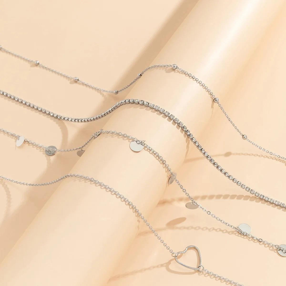 Boho Vintage Taljekæde - Krystal Pailletter Hjerte Vedhæng