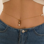 Boho Perle Taljekæde - Retro Navlepiercing Guld Kropskæde