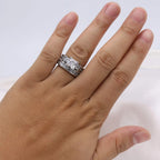 Elegant Par-Ringsæt - Rustfrit Stål CZ Ring til Mænd & Kvadratsleben Krystal Ring til Kvinder