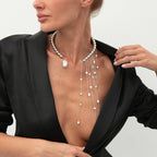 Retro Perle Halskæde - Uregelmæssig Kvast Vedhæng i Sølv