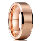 8mm Vielsesring i Rustfrit Stål - Matteret Ring med Facetteret Kant