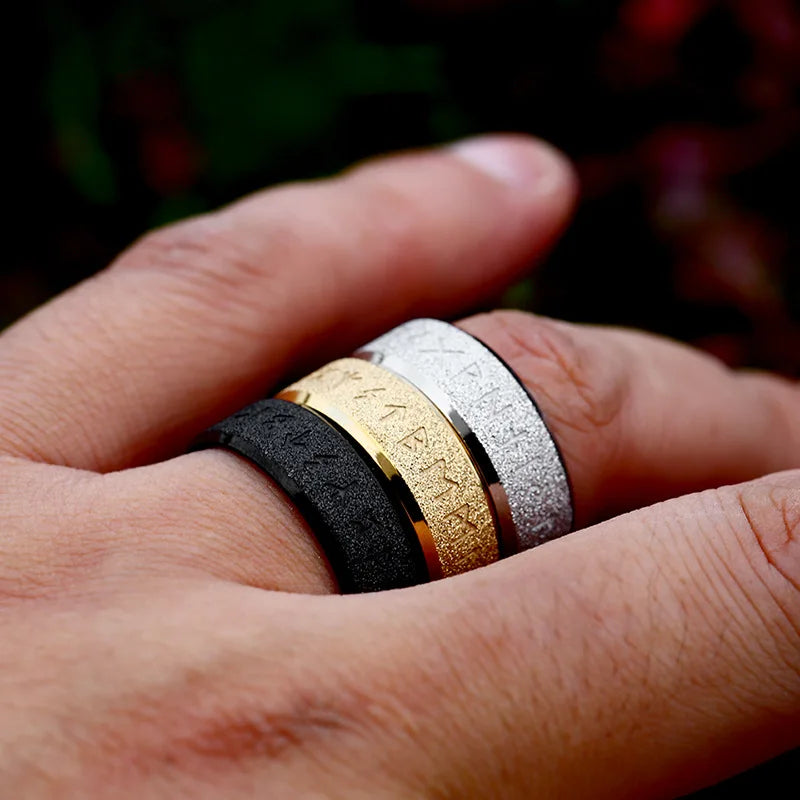 Vintage Viking Odin Rune Ring - Nordisk Amulet Ring i Rustfrit Stål til Mænd