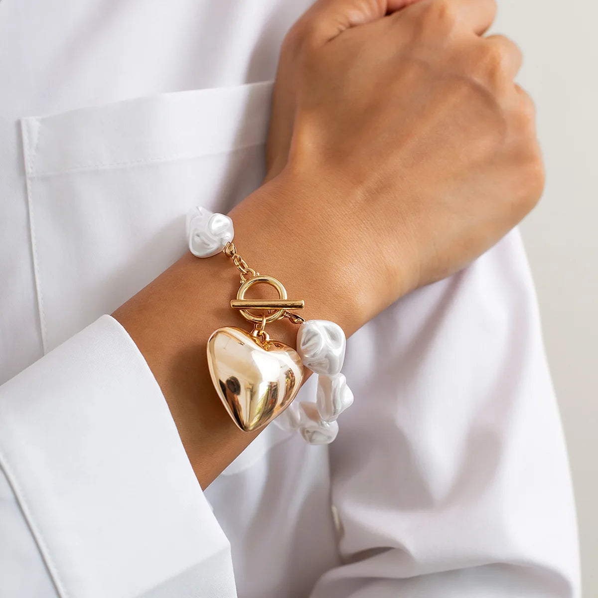 Retro Overdrevet Hjerte Halskæde - Kort Perle Bryllup Smykke