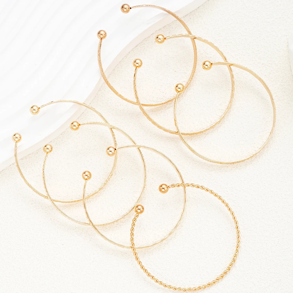 7 Stk. Punk Armbånd Sæt - Guldfarvet Goth Hjerte Bangles til Kvinder