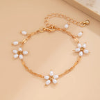 Boho Perle Armbånd - Håndvævet Blomster Design i Guld