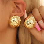 Halv Kugle C-formede Stud Øreringe - Guldfarvet Geometrisk Cirkel til Kvinder