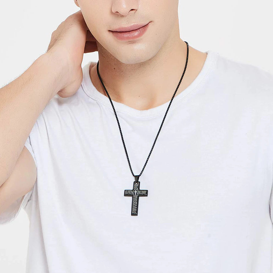 Bibel Jesus Kors Halskæde - Hip Hop Pendant i Rustfrit Stål