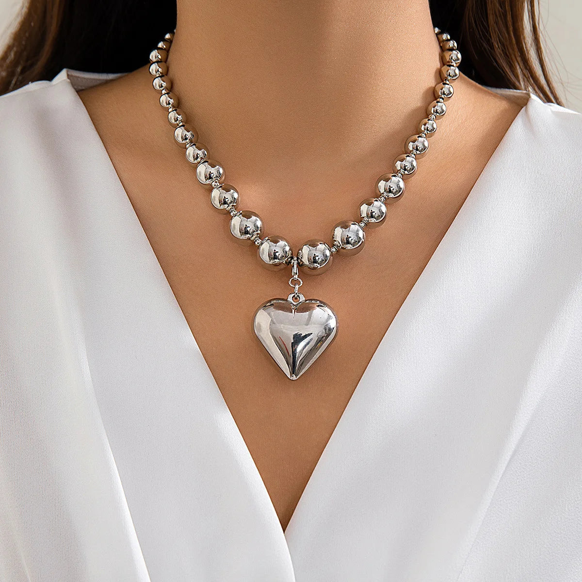 Boho Guldfarvet Hjerte Halskæde - Håndlavede Perler