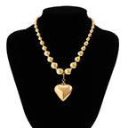 Boho Guldfarvet Hjerte Halskæde - Håndlavede Perler