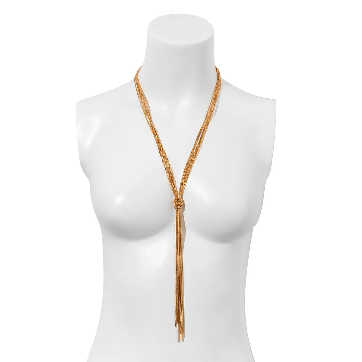 Vintage Guldfarvet Halskæde - Lang Kvast Vedhæng med Kæde