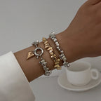 Retro Hjerte Halskæde - Flerlagsperler i Uregelmæssig Stil