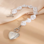 Retro Overdrevet Hjerte Halskæde - Kort Perle Bryllup Smykke