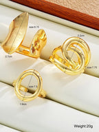 3 Stk. Retro Punk Ringsæt - Asymmetrisk Geometrisk Design til Kvinder