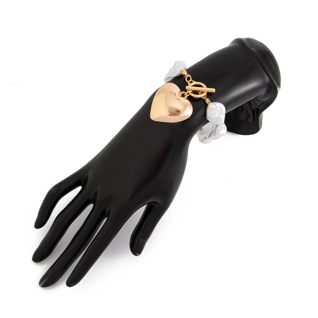 Retro Overdrevet Hjerte Halskæde - Kort Perle Bryllup Smykke