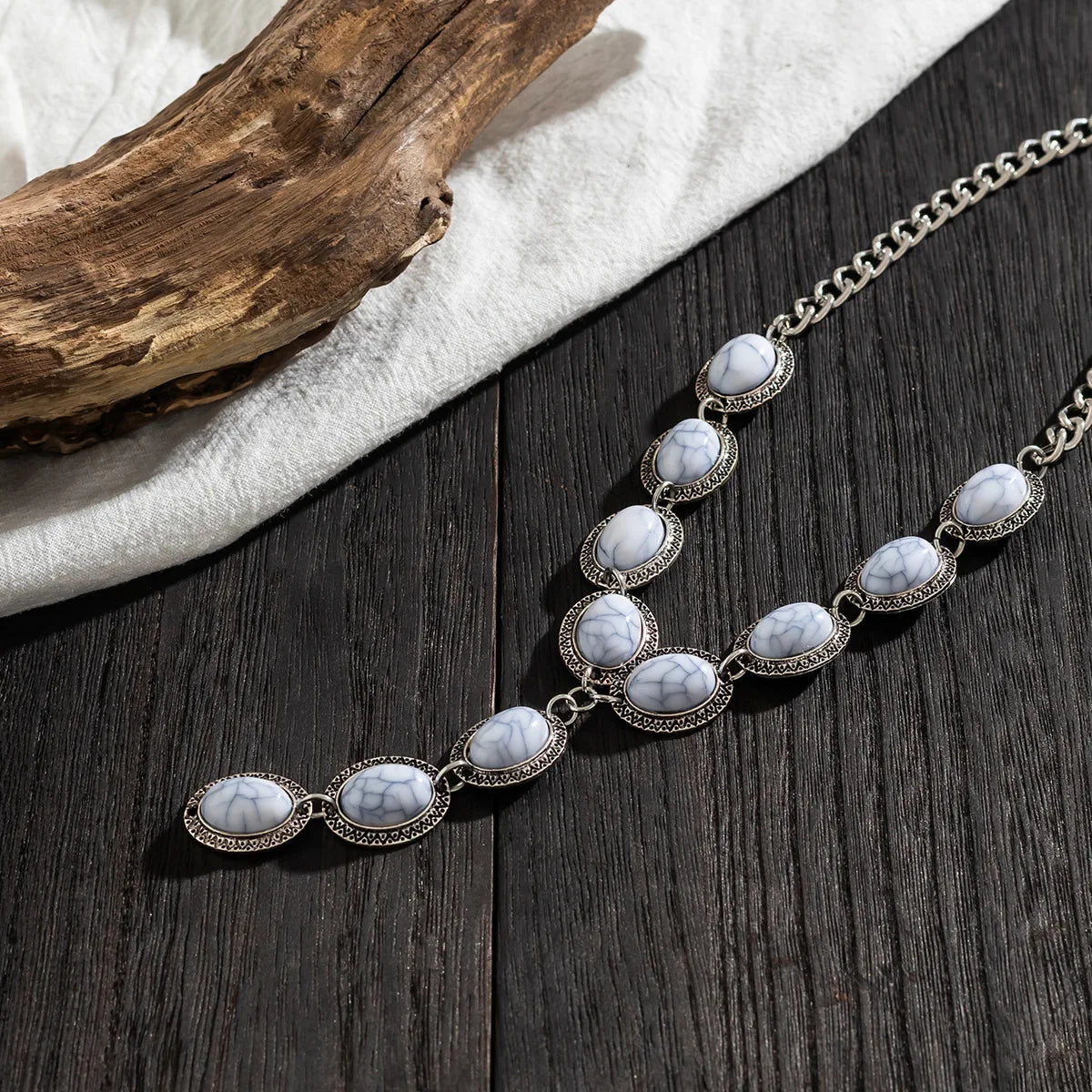 Retro Turkis Y-Halskæde - Flerfarvede Perler med Kvast