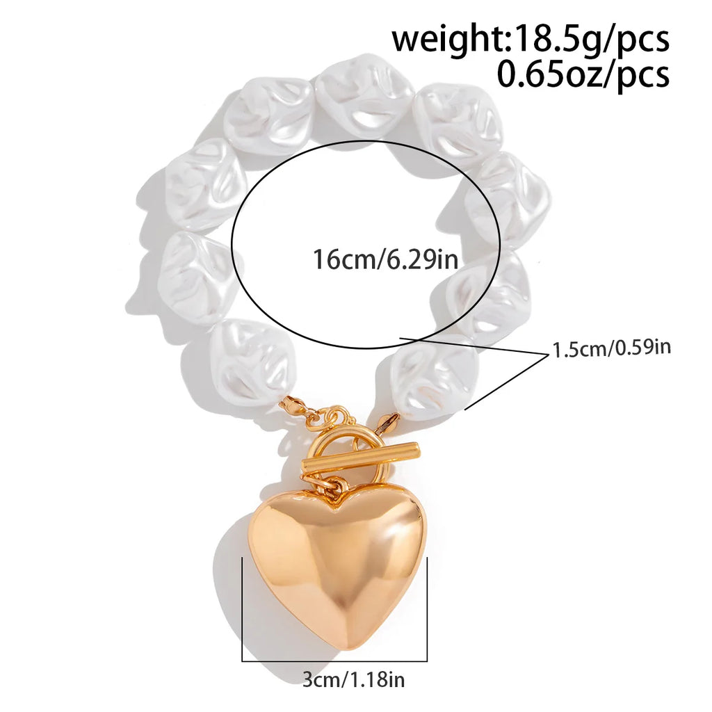 Retro Overdrevet Hjerte Halskæde - Kort Perle Bryllup Smykke