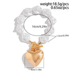 Retro Overdrevet Hjerte Halskæde - Kort Perle Bryllup Smykke