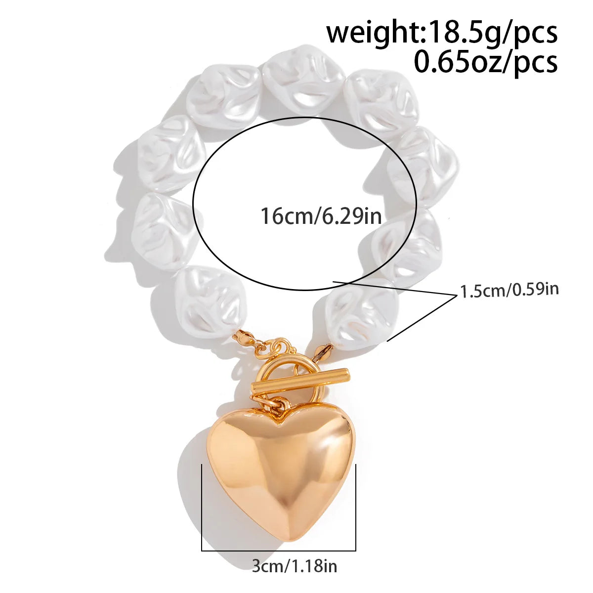 Retro Overdrevet Hjerte Halskæde - Kort Perle Bryllup Smykke