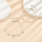 Vintage Rund LOVE Ankelbånd - Flerlagsperler i Guld