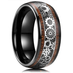 8mm Vielsesring i Rustfrit Stål - Matteret Ring med Facetteret Kant