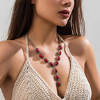 Retro Turkis Y-Halskæde - Flerfarvede Perler med Kvast