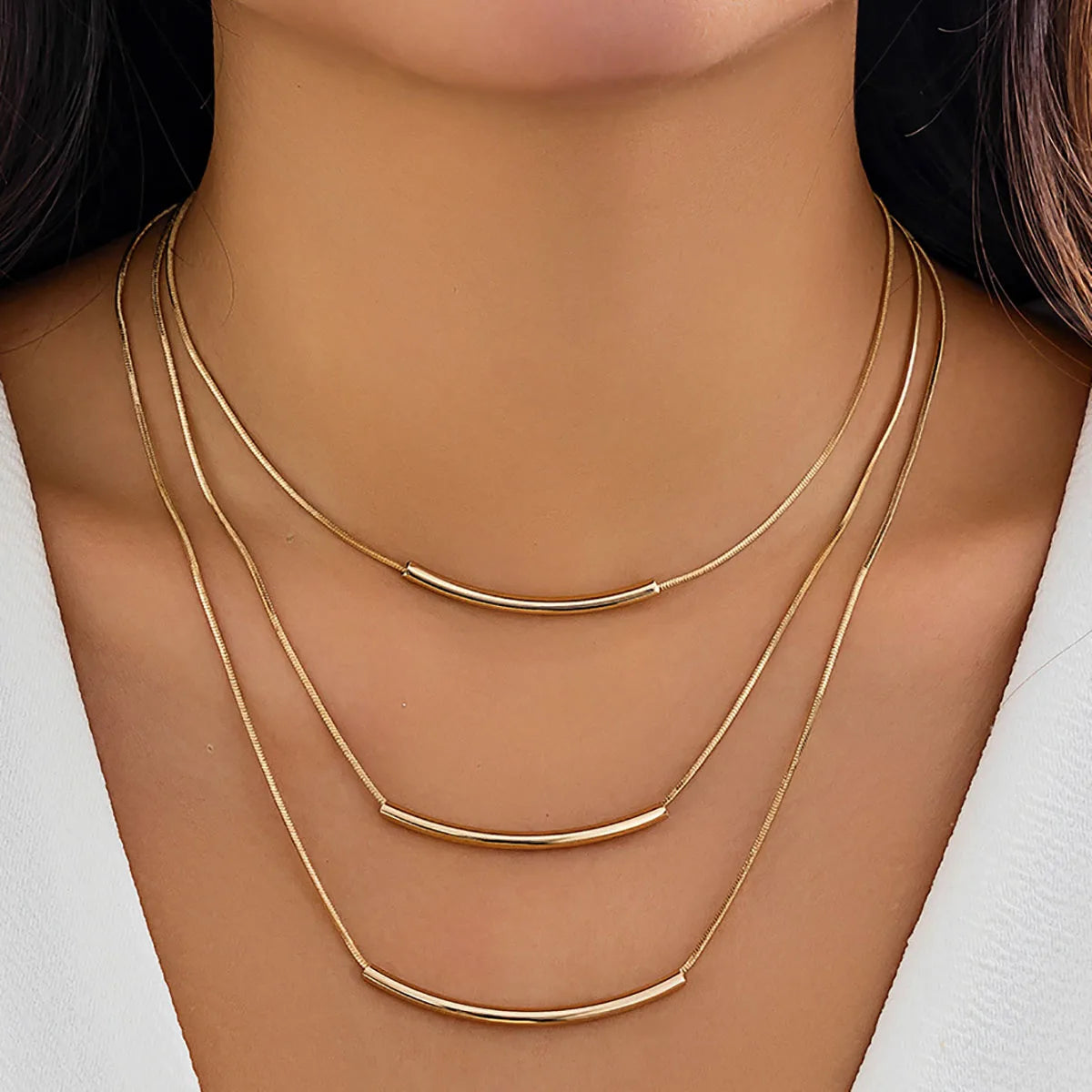 Boho Rund Slangekæde Halskæde - Flerlag Guld Choker