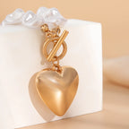 Retro Overdrevet Hjerte Halskæde - Kort Perle Bryllup Smykke