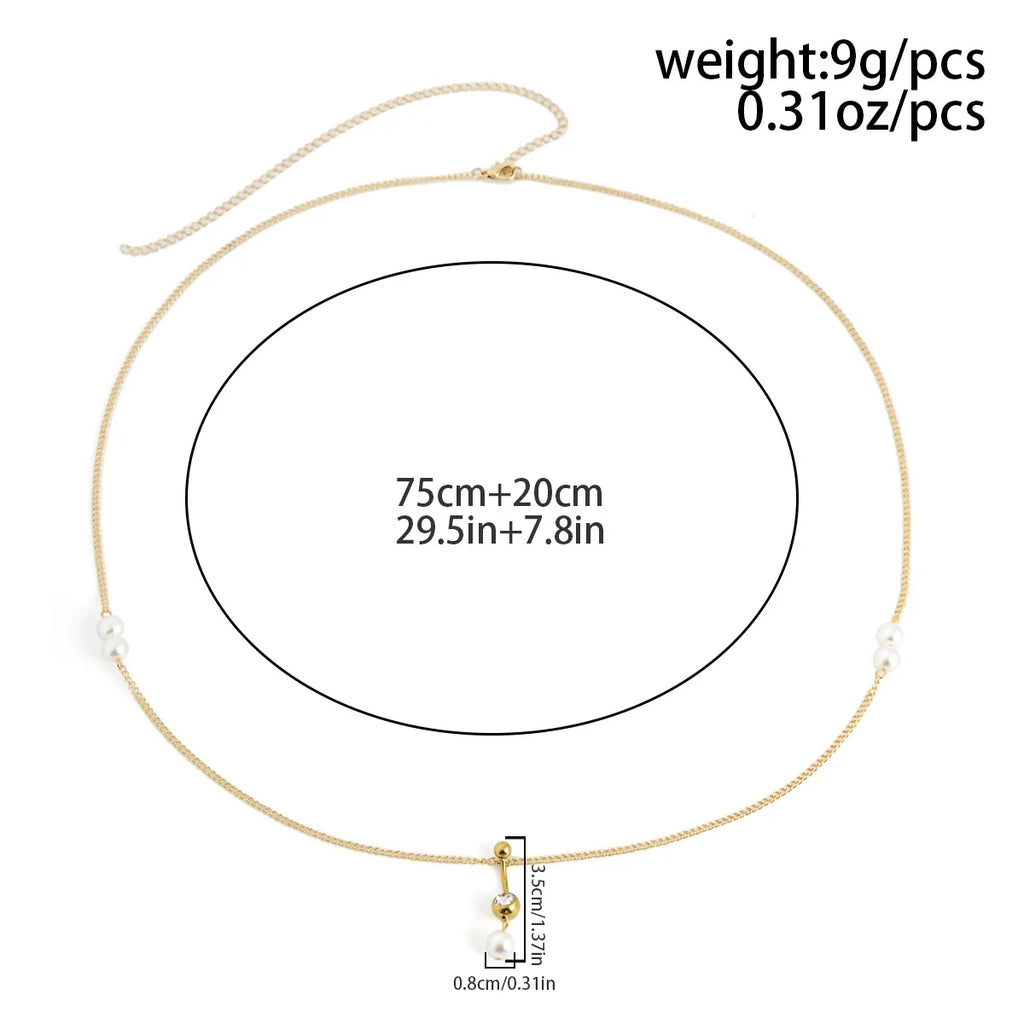 Boho Perle Taljekæde - Retro Navlepiercing Guld Kropskæde