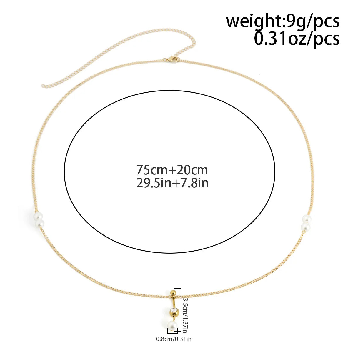 Boho Perle Taljekæde - Retro Navlepiercing Guld Kropskæde