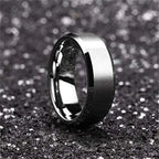 8mm Vielsesring i Rustfrit Stål - Matteret Ring med Facetteret Kant