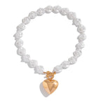 Retro Overdrevet Hjerte Halskæde - Kort Perle Bryllup Smykke