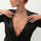 Retro Perle Halskæde - Uregelmæssig Kvast Vedhæng i Sølv