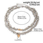 Retro Hjerte Halskæde - Flerlagsperler i Uregelmæssig Stil