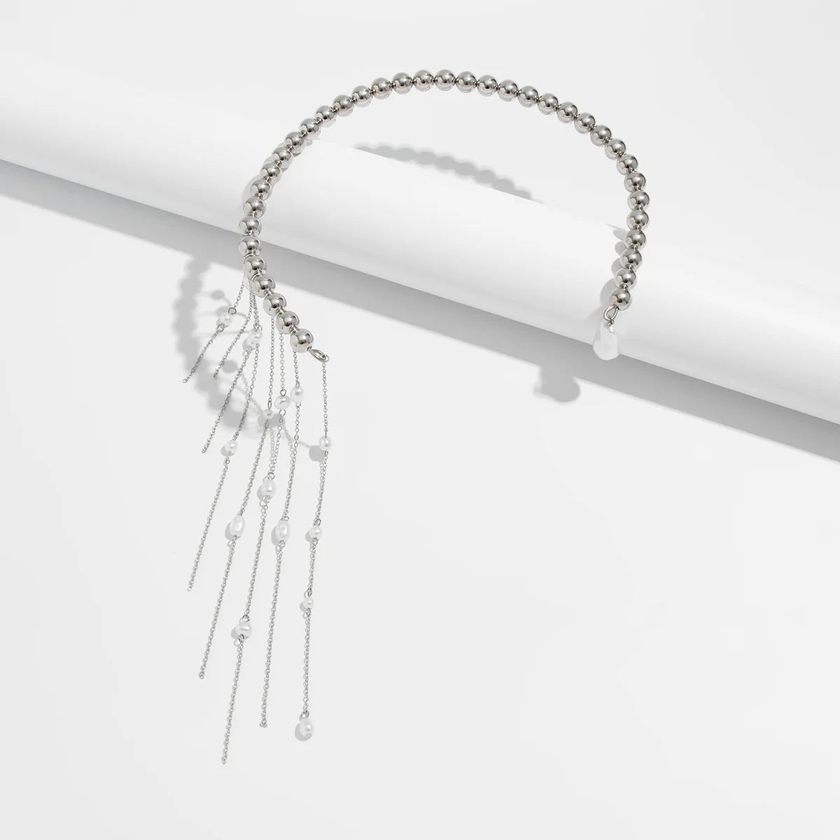Retro Perle Halskæde - Uregelmæssig Kvast Vedhæng i Sølv