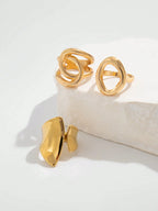3 Stk. Retro Punk Ringsæt - Asymmetrisk Geometrisk Design til Kvinder