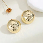 Halv Kugle C-formede Stud Øreringe - Guldfarvet Geometrisk Cirkel til Kvinder