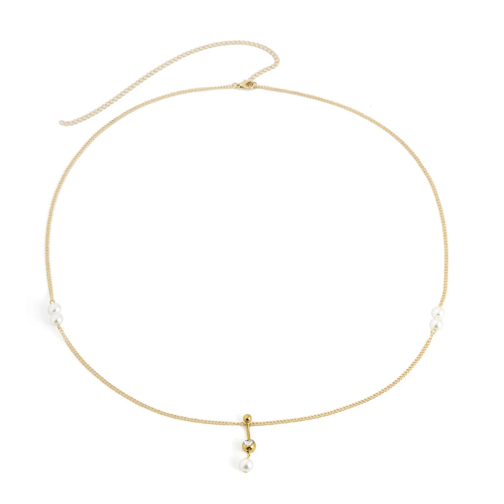 Boho Perle Taljekæde - Retro Navlepiercing Guld Kropskæde