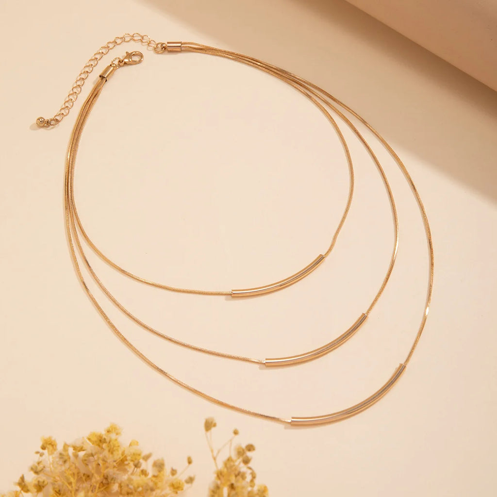 Boho Rund Slangekæde Halskæde - Flerlag Guld Choker