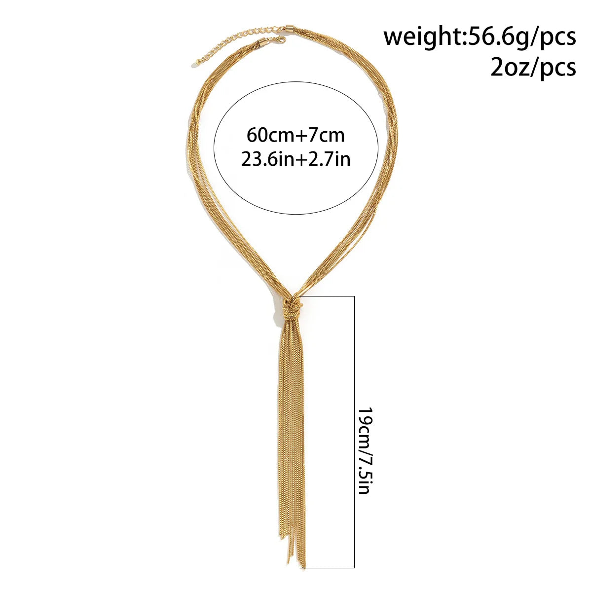 Vintage Guldfarvet Halskæde - Lang Kvast Vedhæng med Kæde