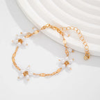 Boho Perle Armbånd - Håndvævet Blomster Design i Guld